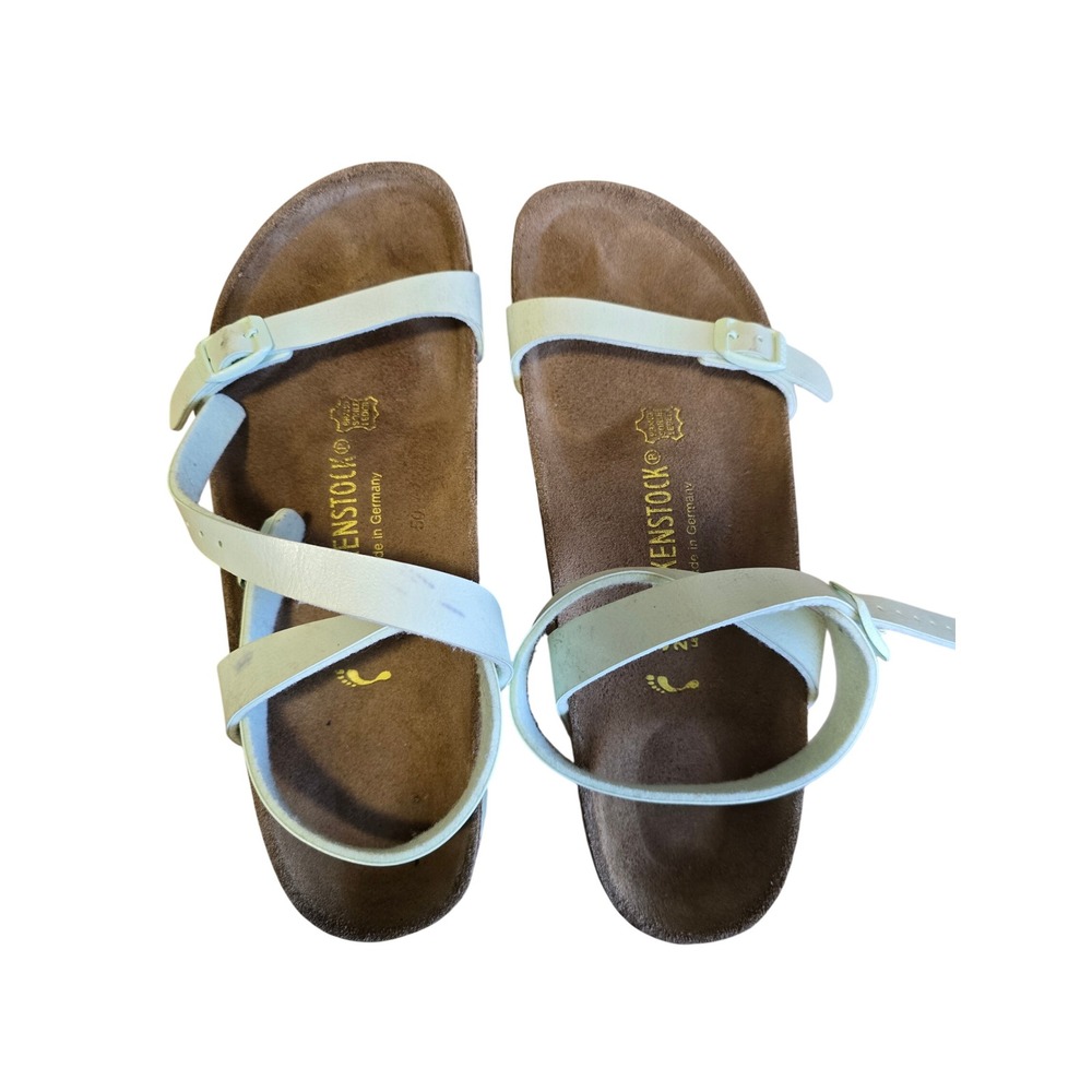 Birkenstock‎ Salina Mint Green Leather Strappy sandals Slides Womens 39